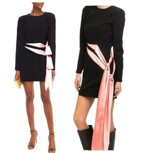 RONNY Kobo Freya Pink Bow Long Sleeve Retro 80’s Style Cocktail Mini Medium NEW